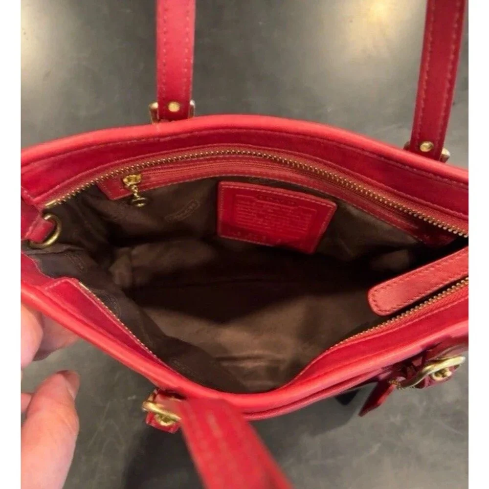 Vintage Coach Legacy Mini Market Tote Bag #9846 Ruby Red Glove Tan Leather EUC
